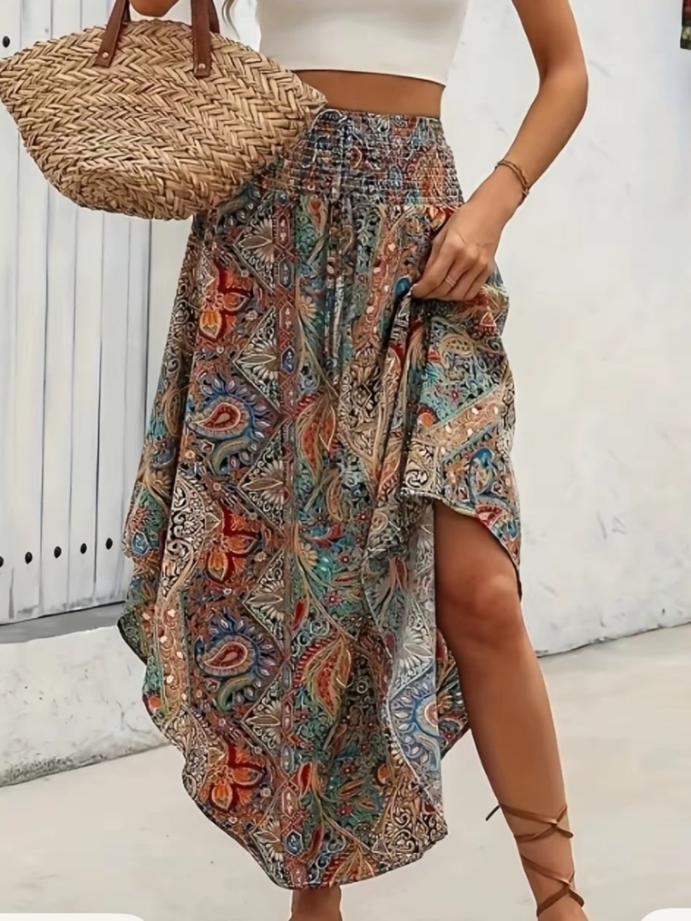 Bohemian Multi-Color Paisley Maxi Skirt